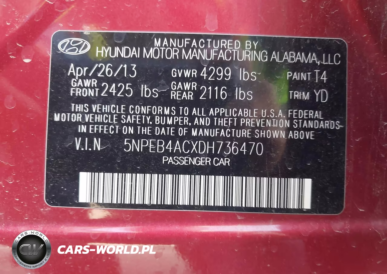 2013 Hyundai Sonata Gls VIN:5NPEB4ACXDH736470 - 9