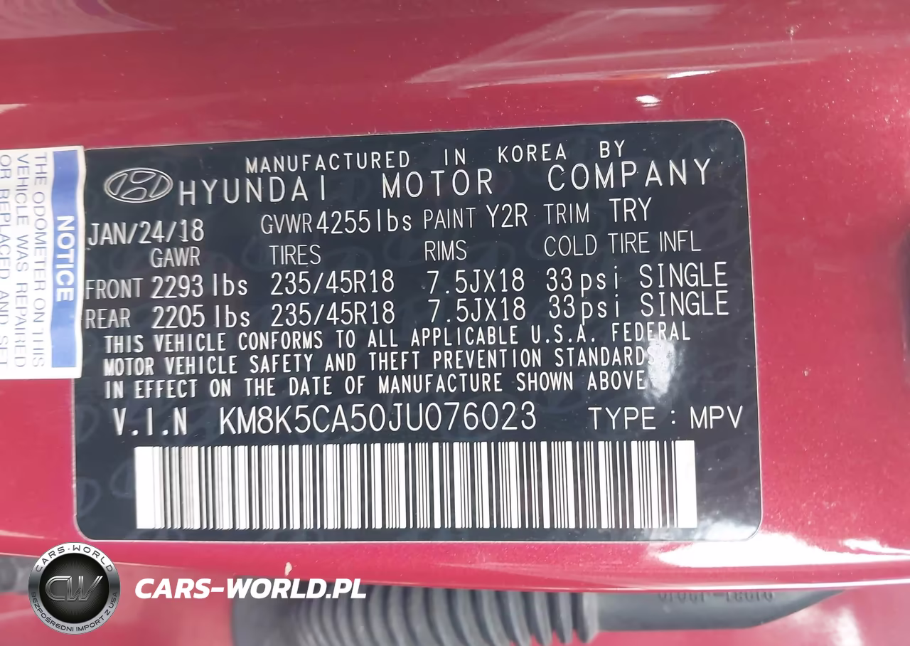 2018 Hyundai Kona Ultimate VIN:KM8K5CA50JU076023 - 9