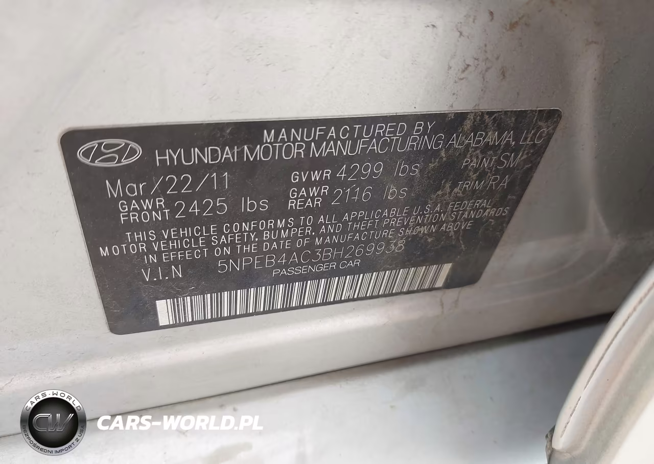 2011 Hyundai Sonata Gls VIN:5NPEB4AC3BH269938 - 9