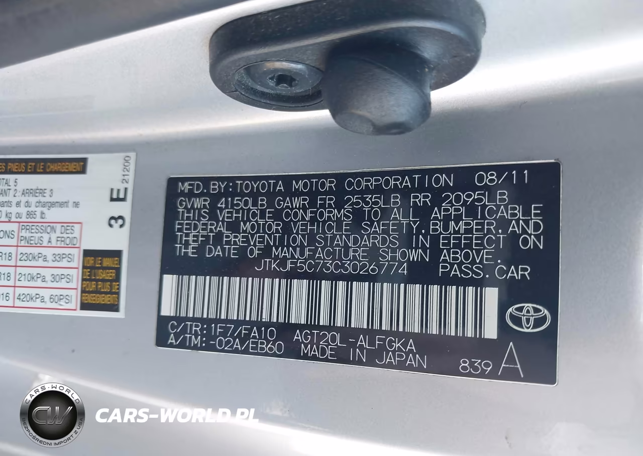 2012 Scion Tc VIN:JTKJF5C73C3026774 - 9