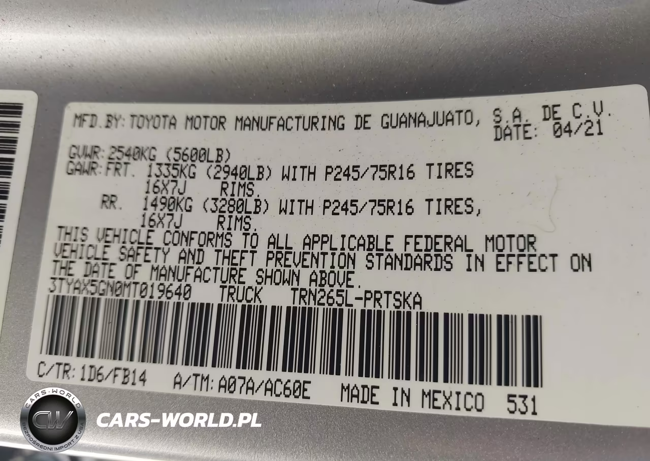 2021 Toyota Tacoma Sr VIN:3TYAX5GN0MT019640 - 9