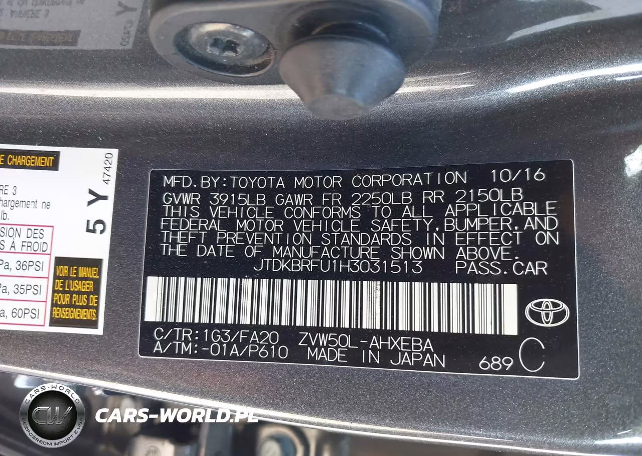 2017 Toyota Prius Two VIN:JTDKBRFU1H3031513 - 9