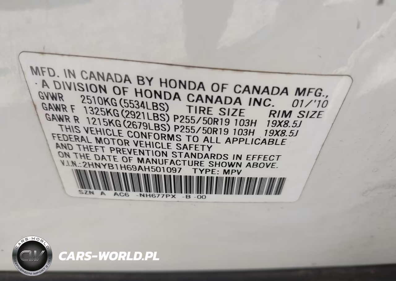 2010 Acura Zdx VIN:2HNYB1H69AH501097 - 9