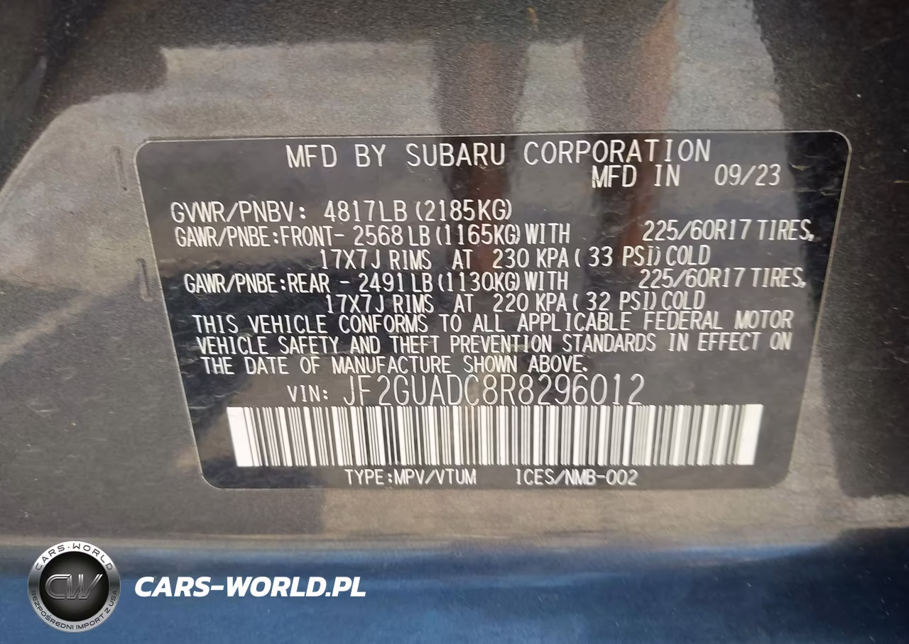 2024 Subaru Crosstrek Premium VIN:JF2GUADC8R8296012 - 9