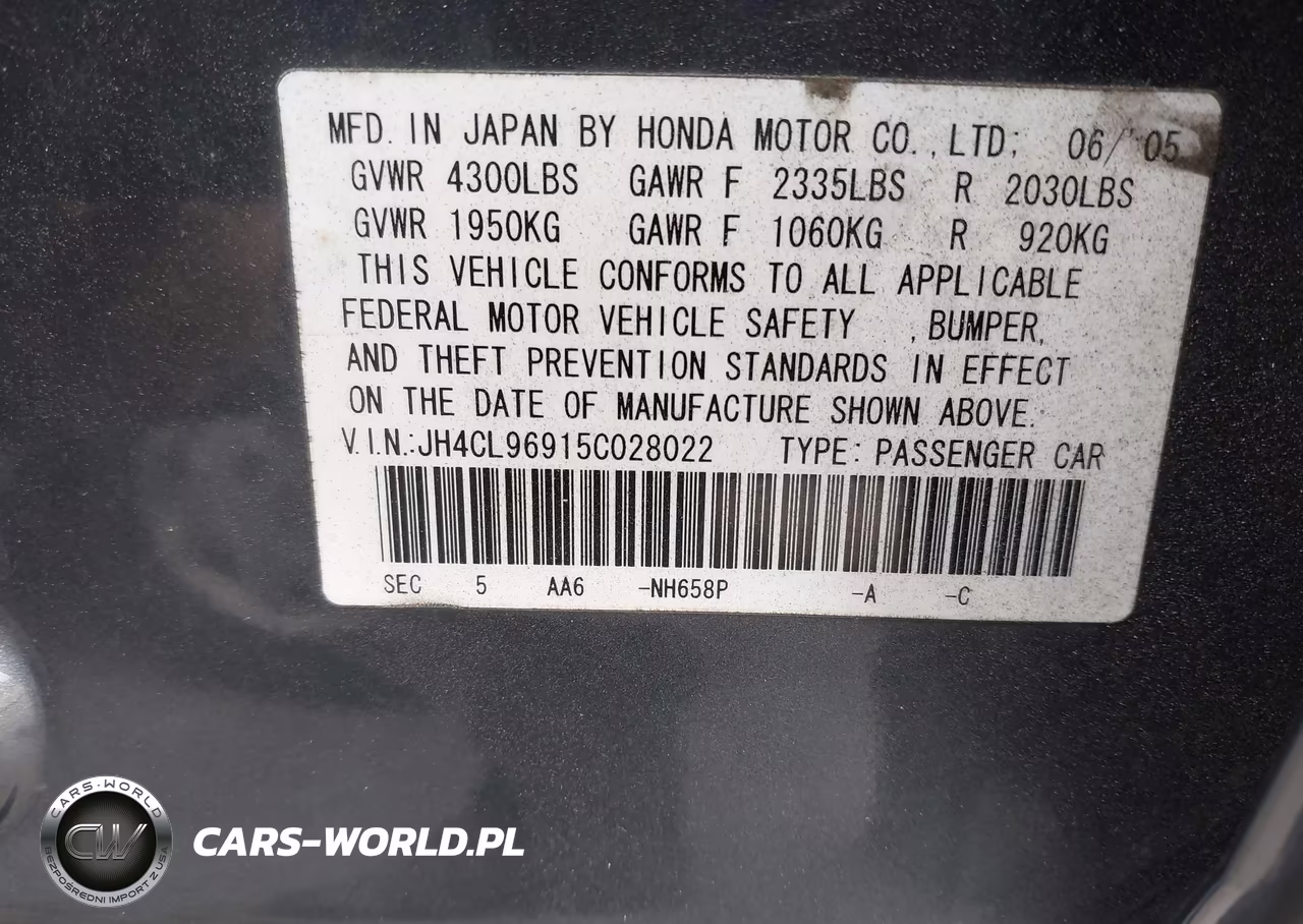2005 Acura Tsx VIN:JH4CL96915C028022 - 9