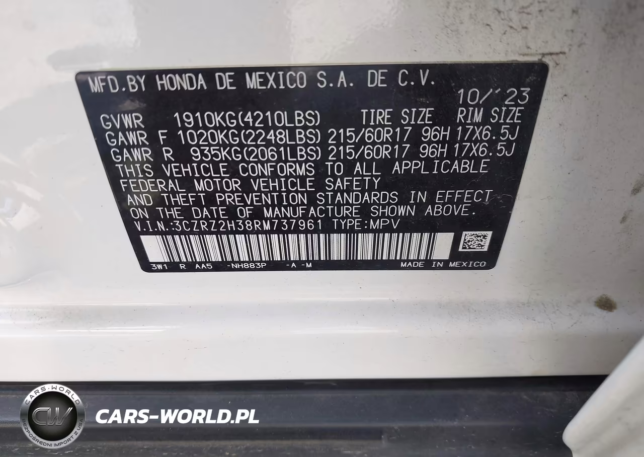 2024 Honda Hr-V Awd Lx VIN:3CZRZ2H38RM737961 - 9