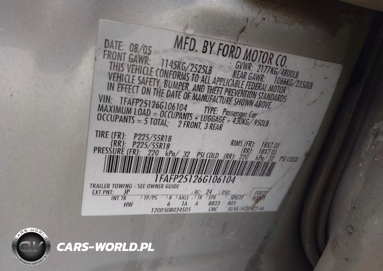 2006 Ford Five Hundred Limited VIN:1FAFP25126G106104 - 9