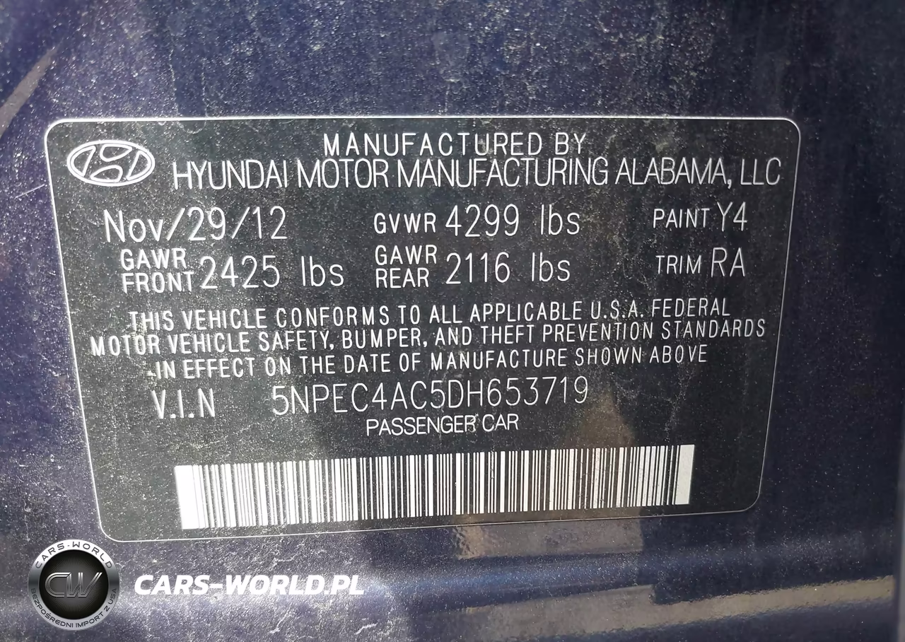 2013 Hyundai Sonata Limited VIN:5NPEC4AC5DH653719 - 9