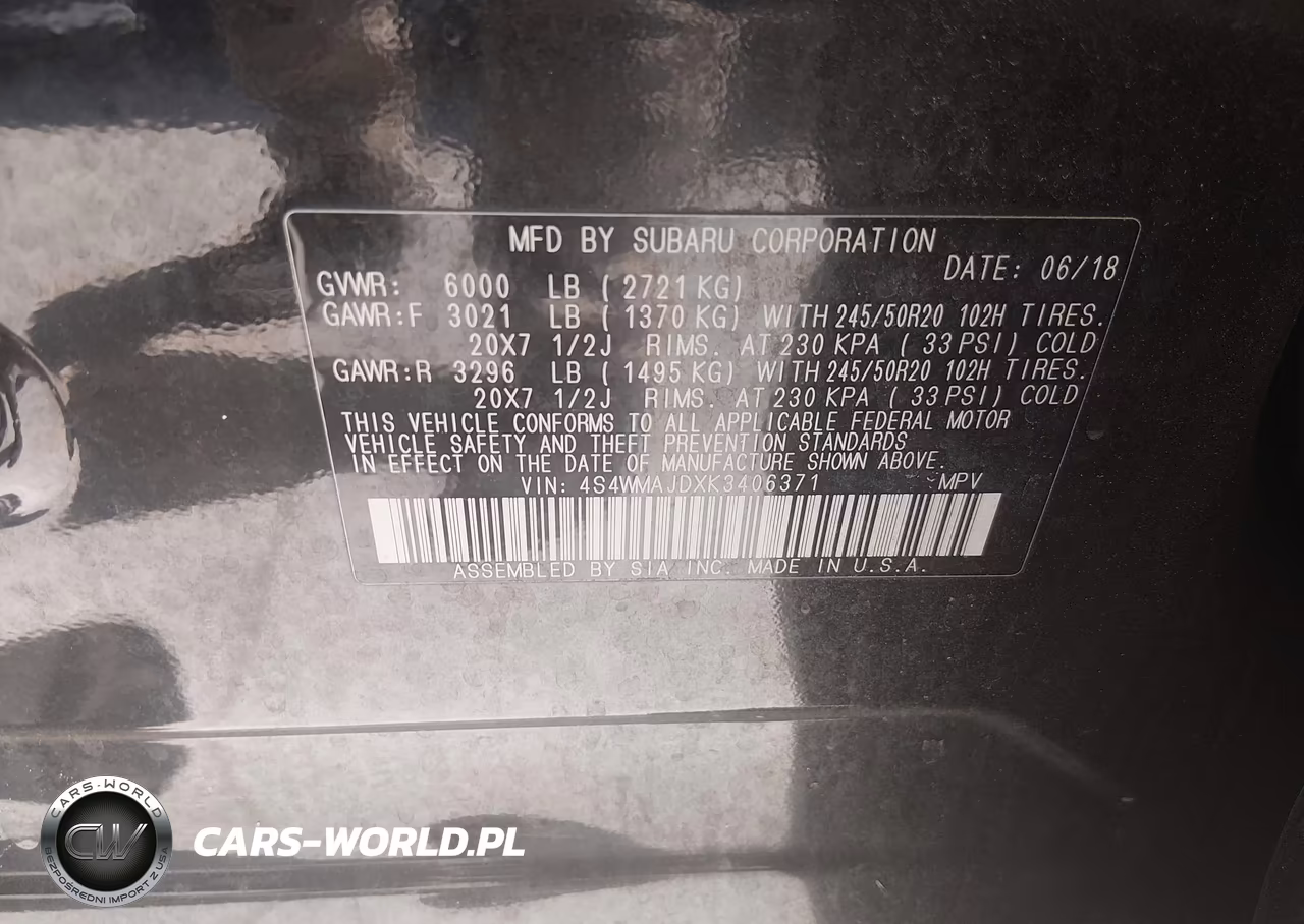 2019 Subaru Ascent Limited VIN:4S4WMAJDXK3406371 - 9