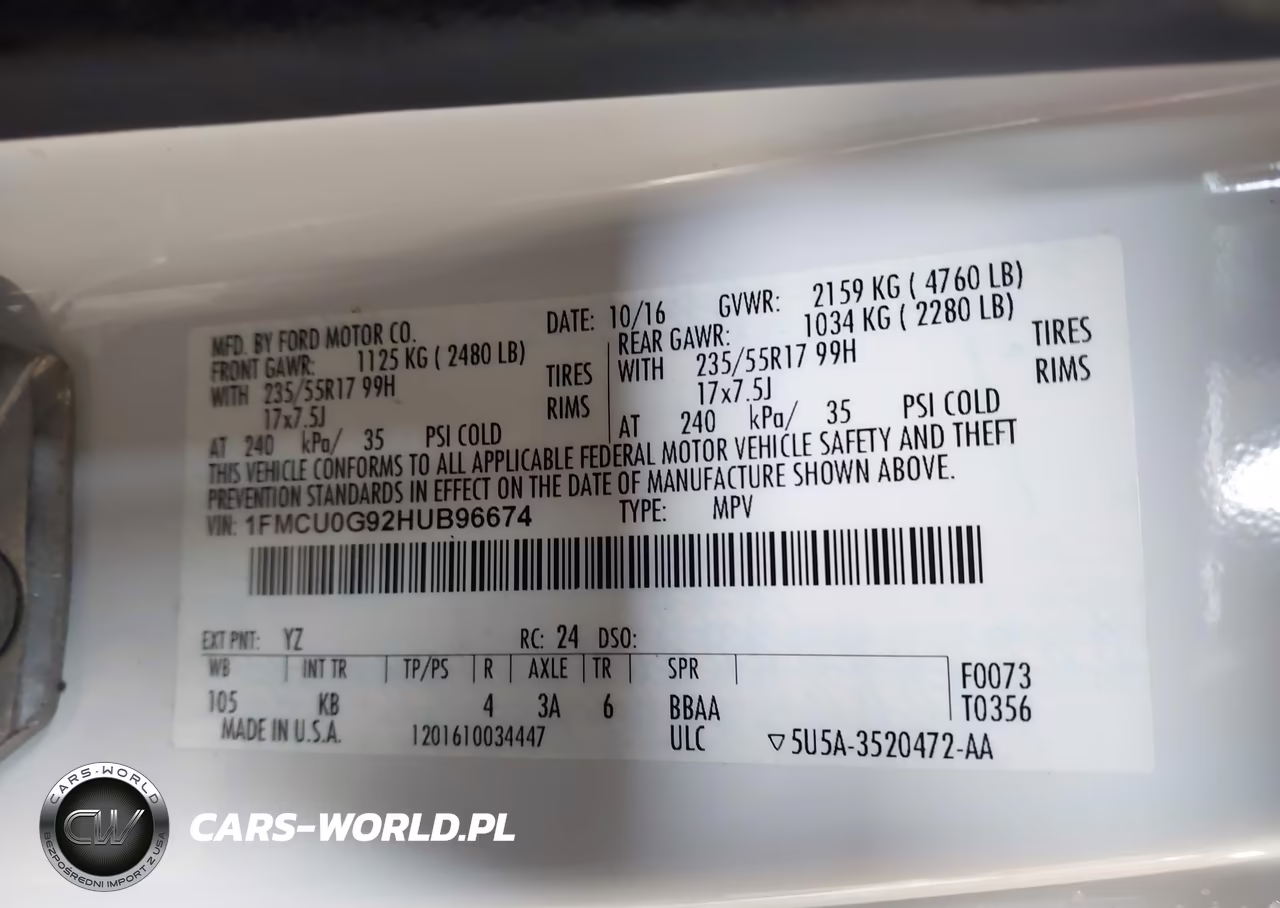 2017 Ford Escape Se VIN:1FMCU0G92HUB96674 - 9