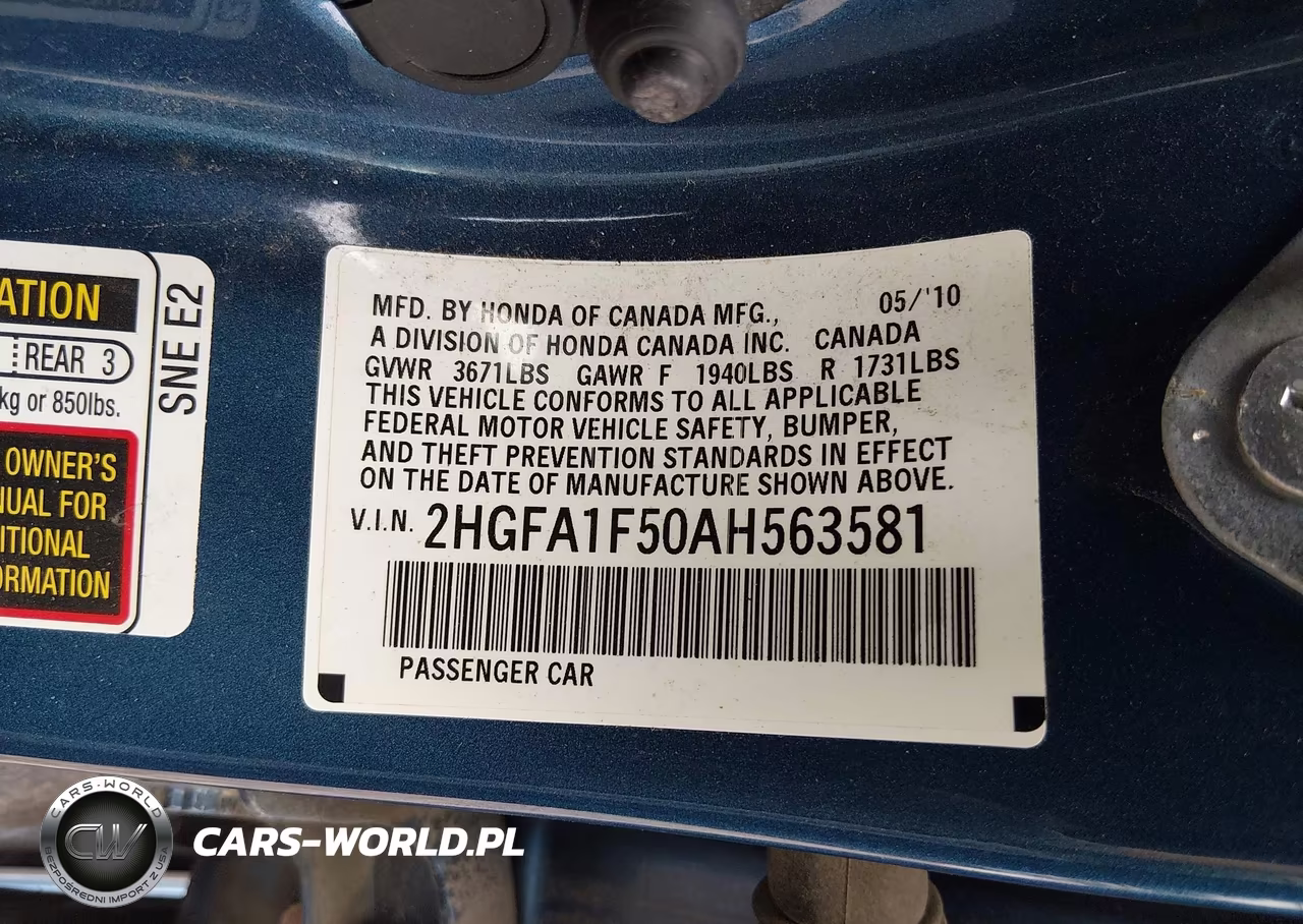 2010 Honda Civic Lx VIN:2HGFA1F50AH563581 - 9