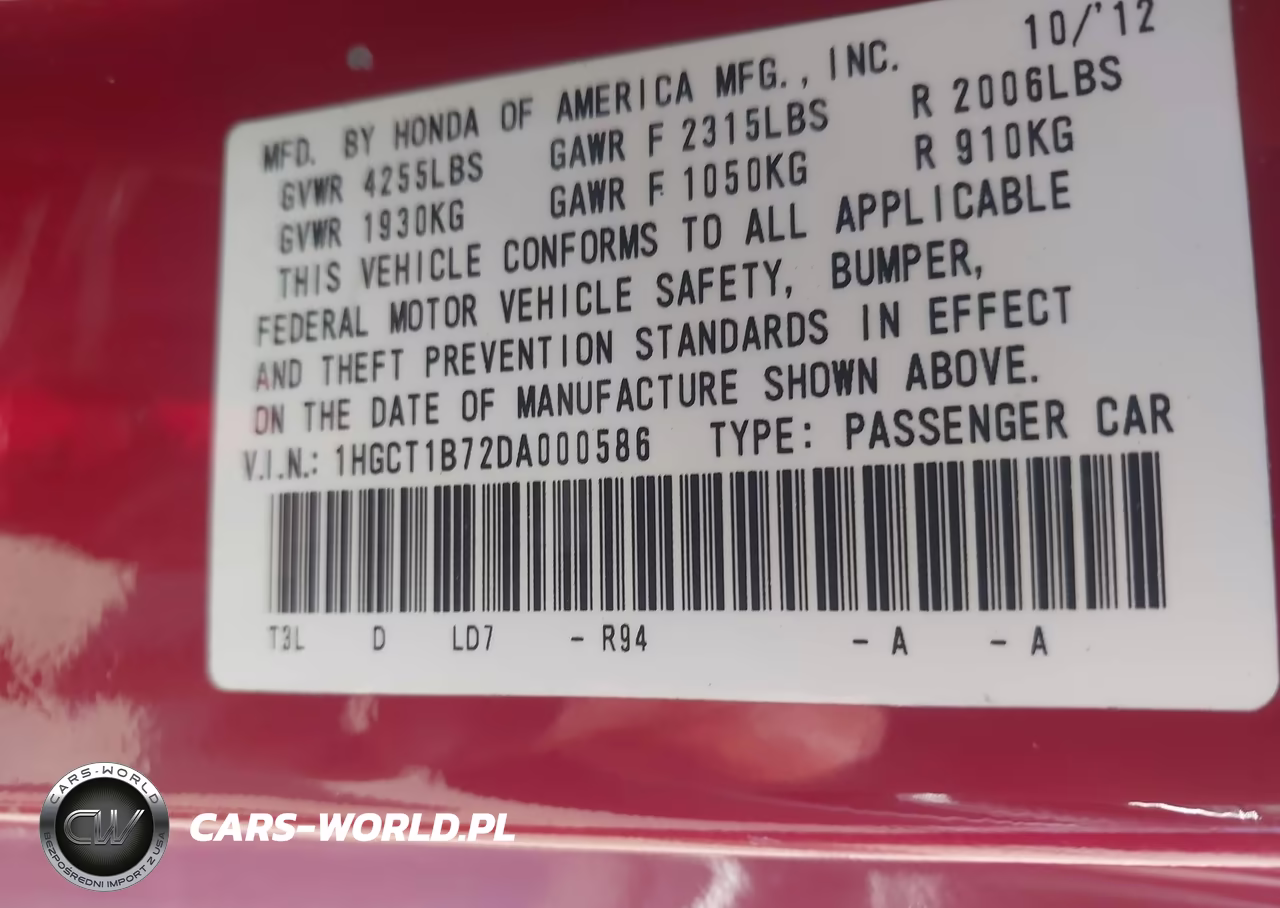 2013 Honda Accord Ex VIN:1HGCT1B72DA000586 - 9