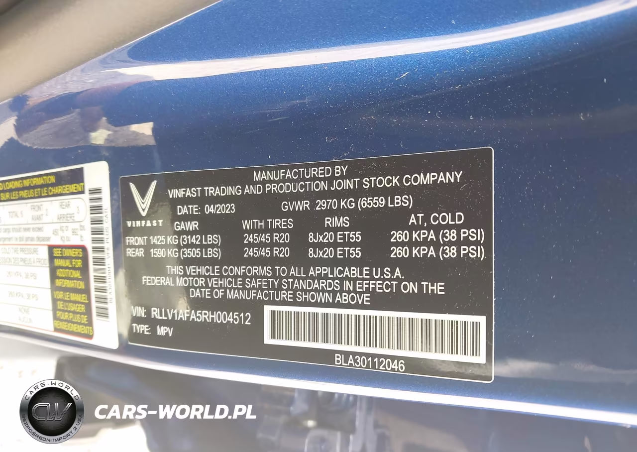 2024 Vinfast Vf 8 Plus VIN:RLLV1AFA5RH004512 - 9