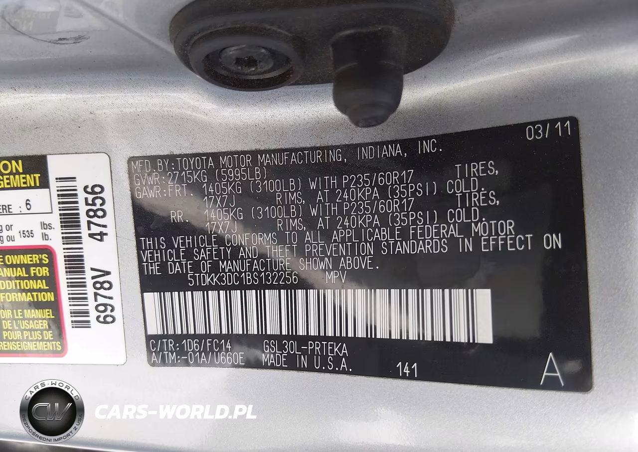 2011 Toyota Sienna Le V6 VIN:5TDKK3DC1BS132256 - 9