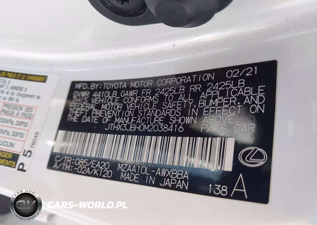 2021 Lexus Ux 200 VIN:JTHX3JBH0M2038416 - 9