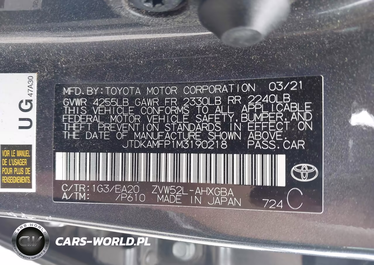 2021 Toyota Prius Prime Xle VIN:JTDKAMFP1M3190218 - 9