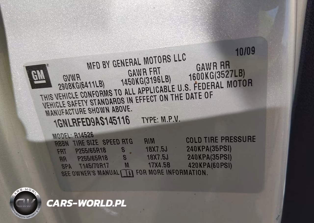 2010 Chevrolet Traverse Lt VIN:1GNLRFED9AS145116 - 9