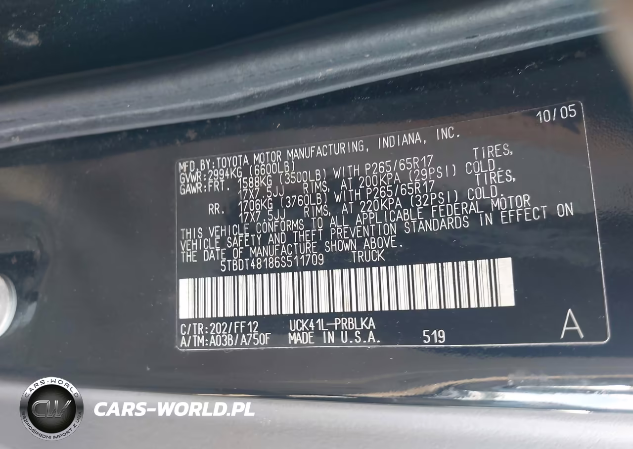 2006 Toyota Tundra Limited V8 VIN:5TBDT48186S511709 - 9