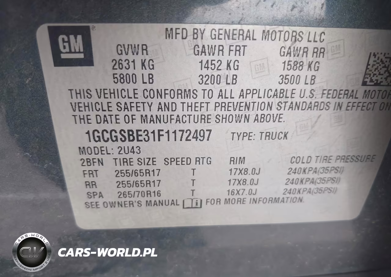 2015 Chevrolet Colorado Lt VIN:1GCGSBE31F1172497 - 9