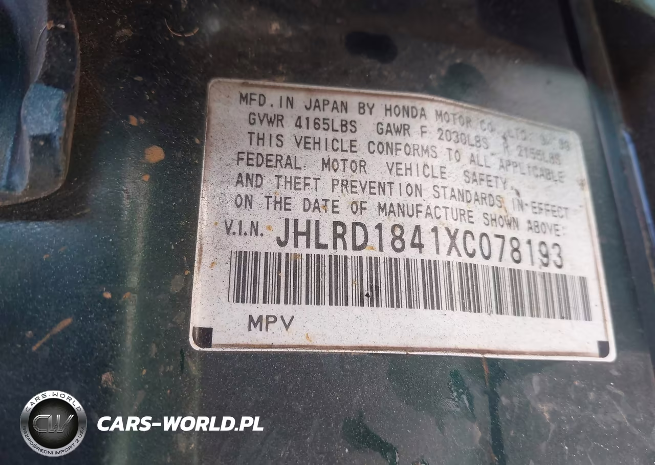 1999 Honda Cr-V Lx VIN:JHLRD1841XC078193 - 9