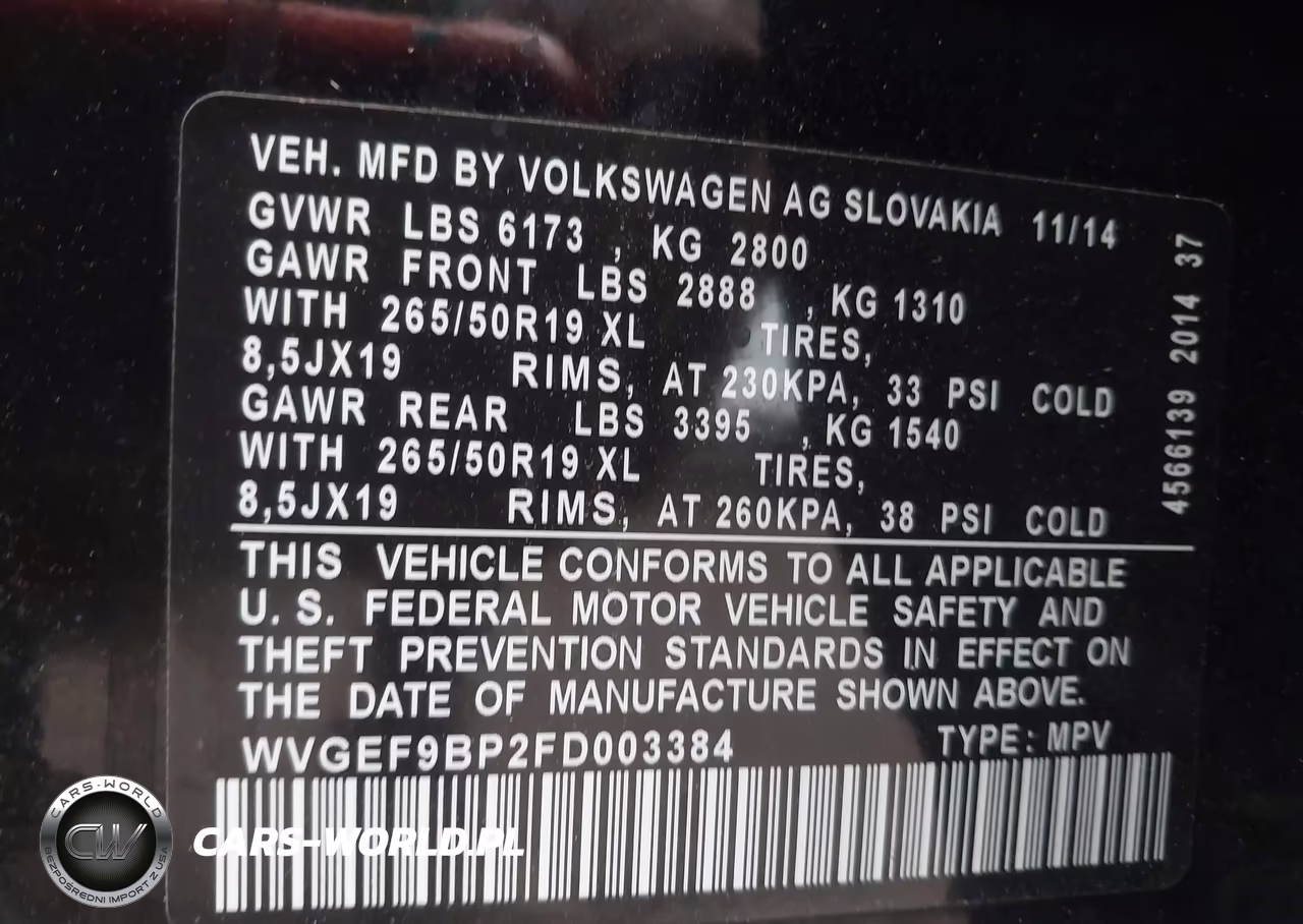 2015 Volkswagen Touareg V6 Lux VIN:WVGEF9BP2FD003384 - 9