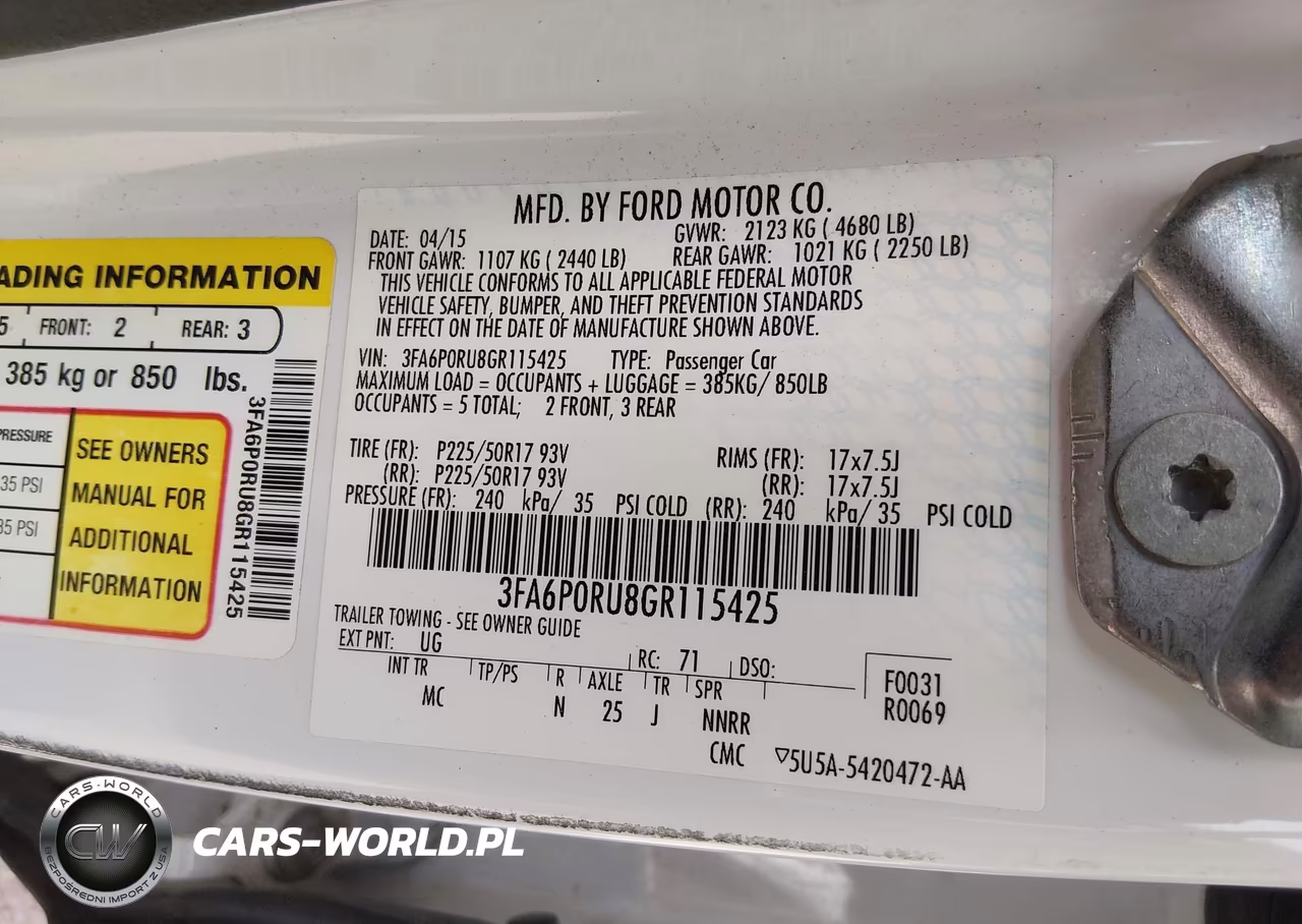 2016 Ford Fusion Hybrid Titanium VIN:3FA6P0RU8GR115425 - 9