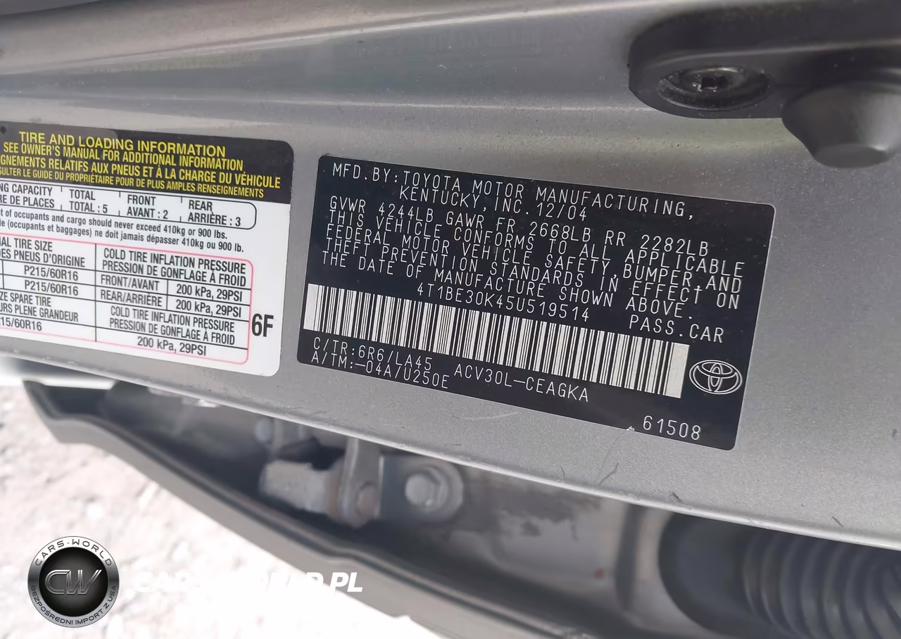 2005 Toyota Camry Xle VIN:4T1BE30K45U519514 - 9