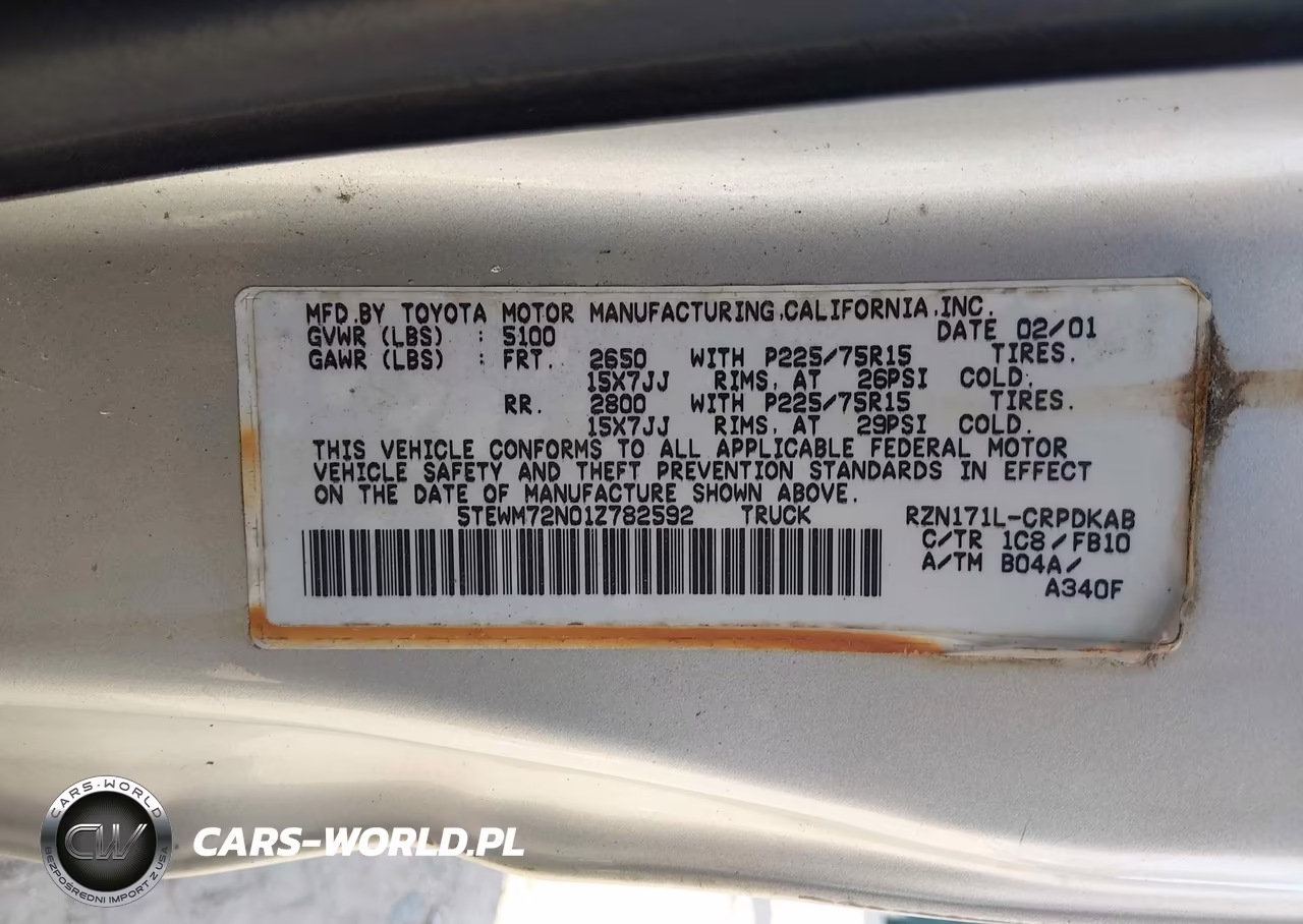 2001 Toyota Tacoma VIN:5TEWM72N01Z782592 - 9