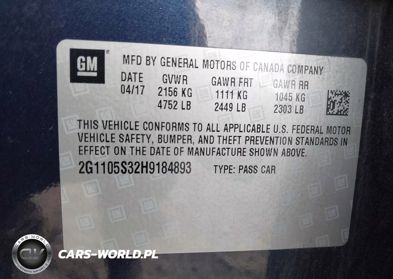 2017 Chevrolet Impala 1Lt VIN:2G1105S32H9184893 - 9