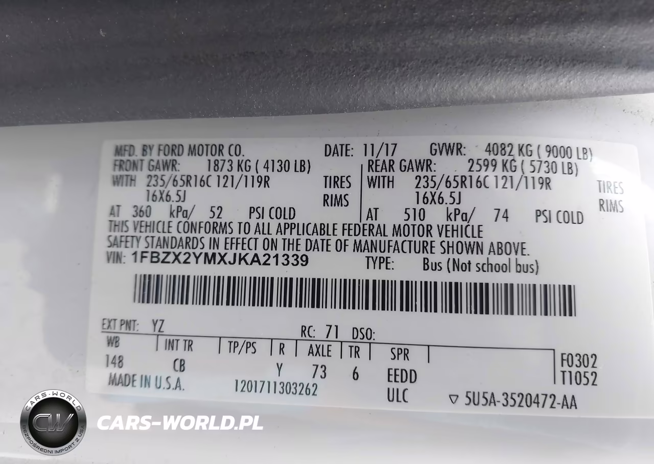 2018 Ford Transit-350 Xlt VIN:1FBZX2YMXJKA21339 - 9