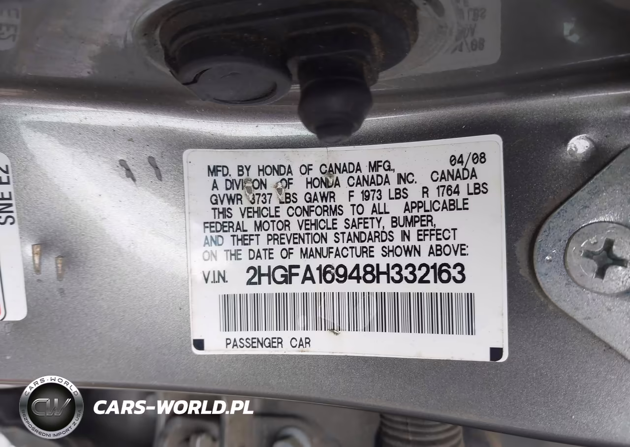 2008 Honda Civic Ex-L VIN:2HGFA16948H332163 - 9