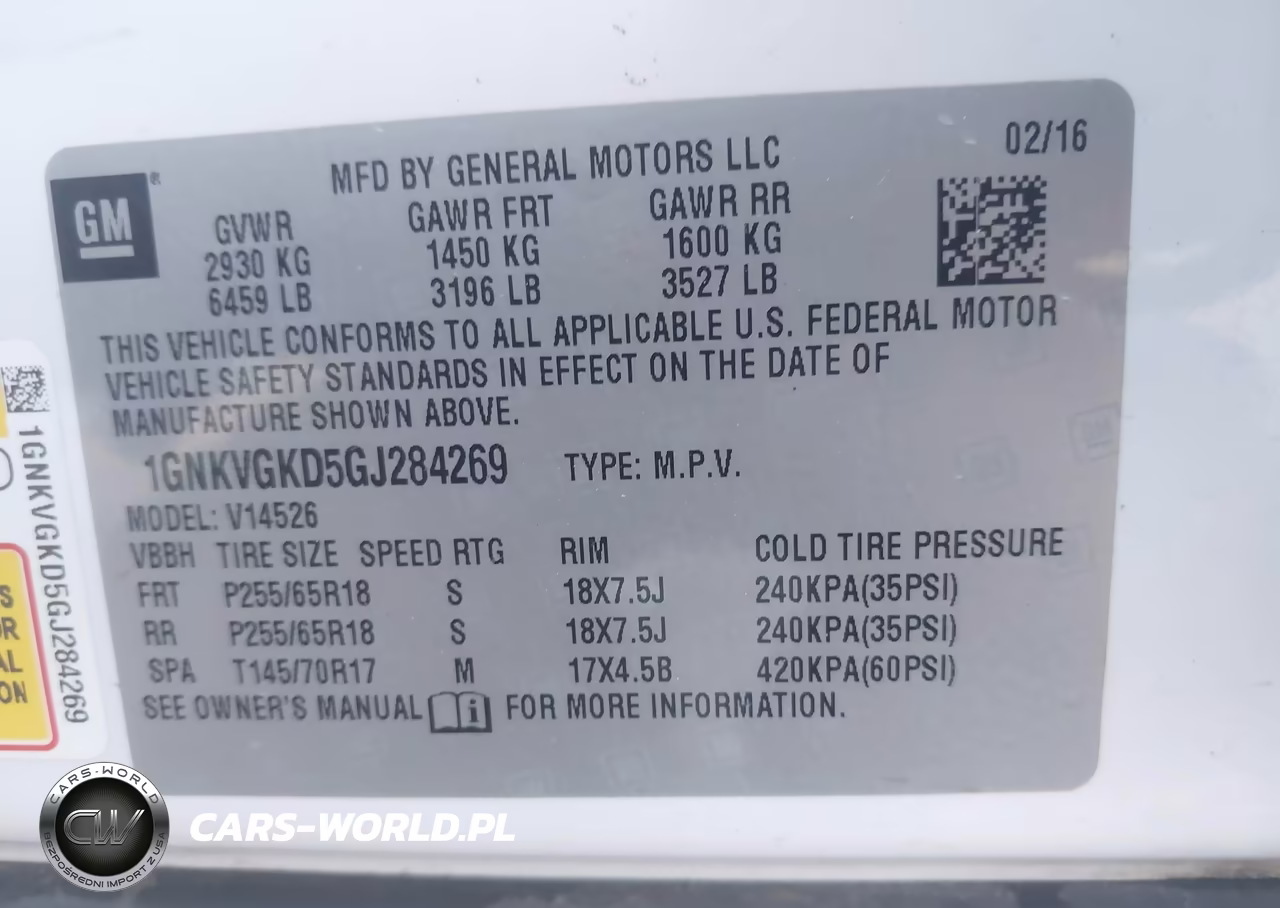 2016 Chevrolet Traverse 1Lt VIN:1GNKVGKD5GJ284269 - 9
