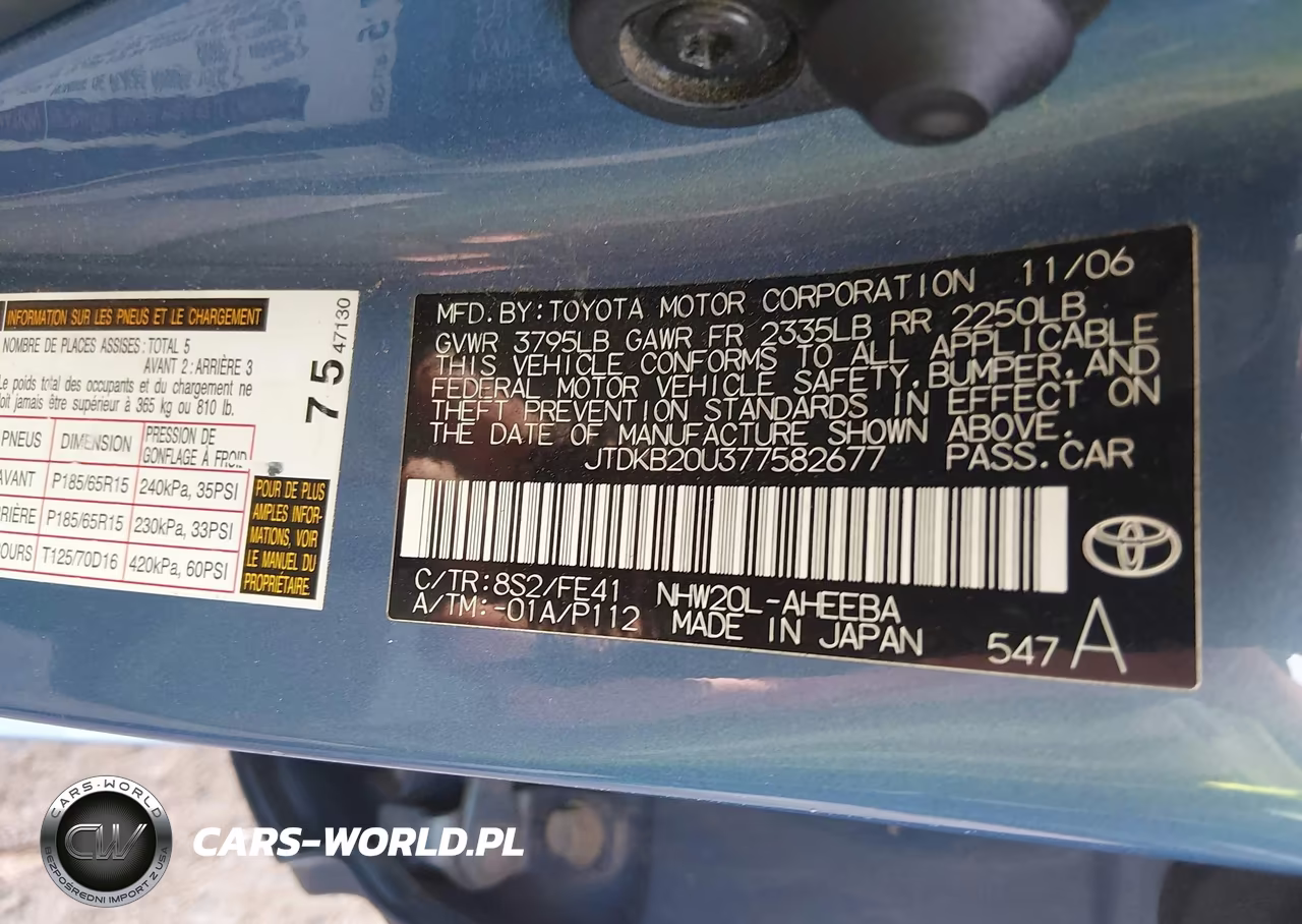 2007 Toyota Prius VIN:JTDKB20U377582677 - 9