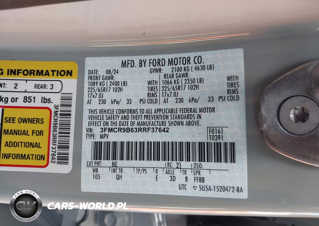 2024 Ford Bronco Sport Big Bend VIN:3FMCR9B63RRF37642 - 9