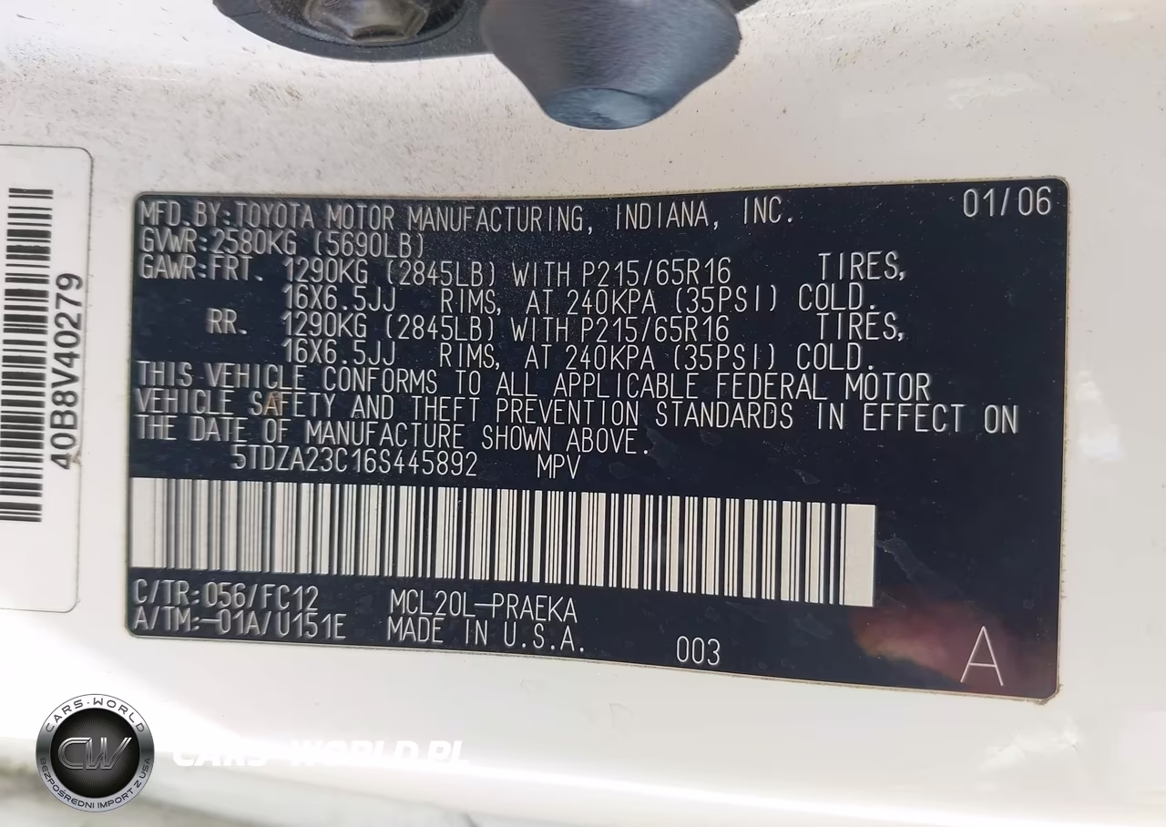 2006 Toyota Sienna Le VIN:5TDZA23C16S445892 - 9