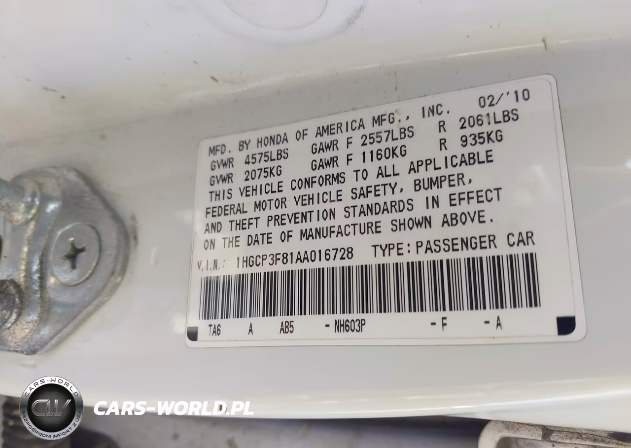 2010 Honda Accord 3.5 Ex-L VIN:1HGCP3F81AA016728 - 9