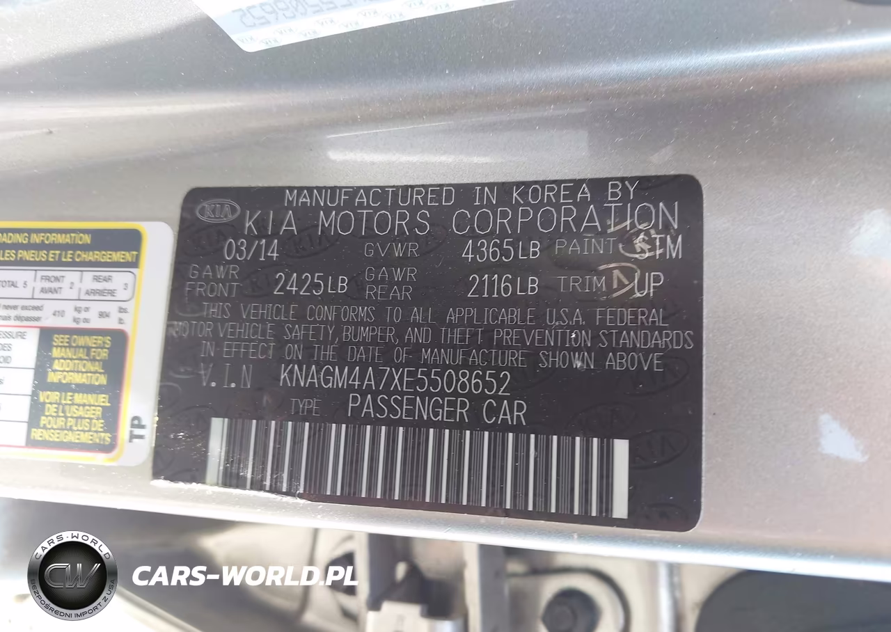 2014 Kia Optima Lx VIN:KNAGM4A7XE5508652 - 9