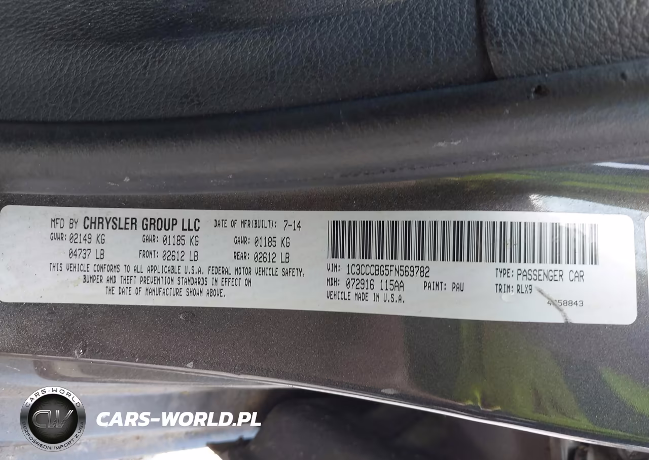 2015 Chrysler 200 S VIN:1C3CCCBG5FN569782 - 9