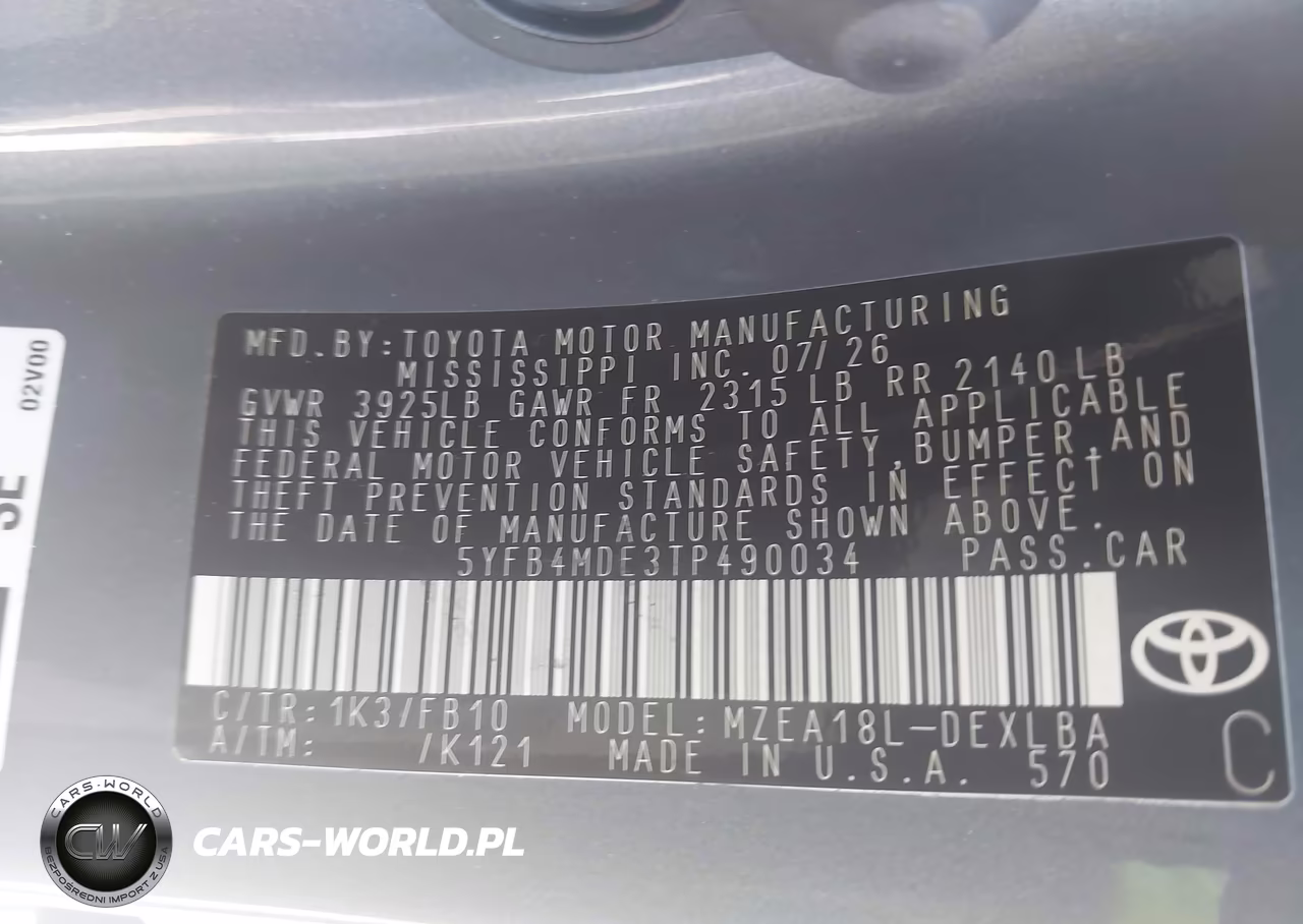 2026 Toyota Corolla Le VIN:5YFB4MDE3TP490034 - 9