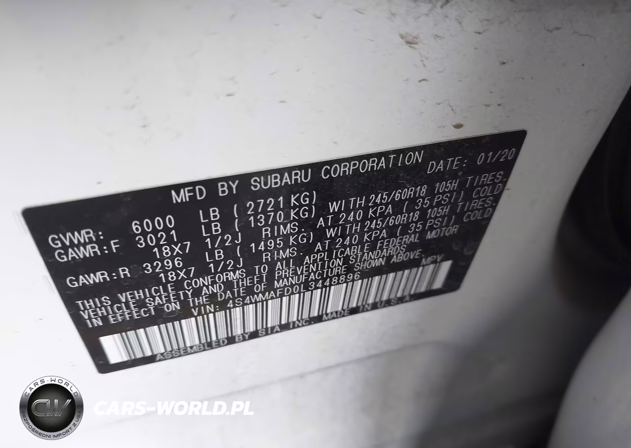 2020 Subaru Ascent Premium VIN:4S4WMAFD0L3448896 - 9