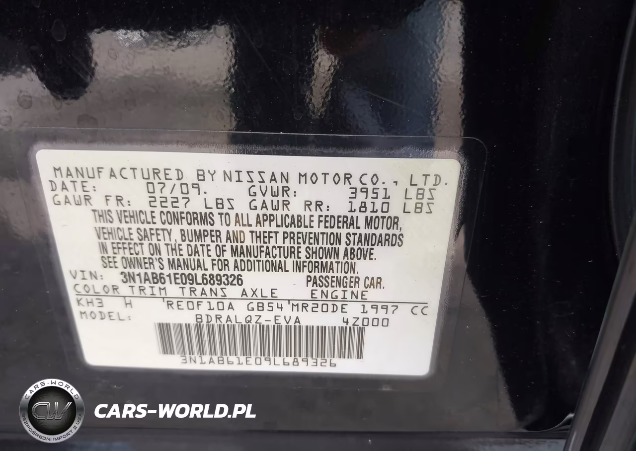 2009 Nissan Sentra 2.0 VIN:3N1AB61E09L689326 - 9