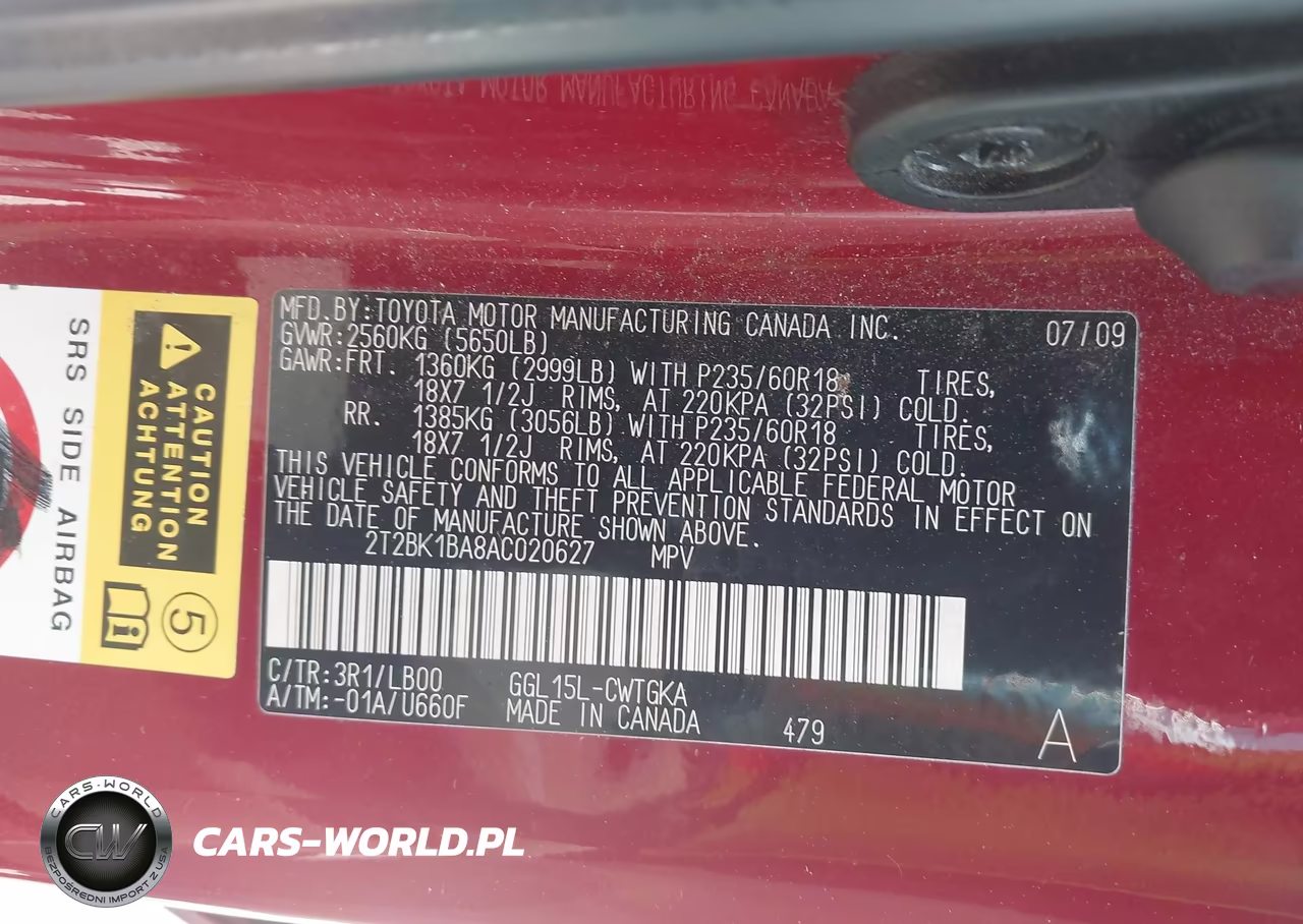 2010 Lexus Rx 350 VIN:2T2BK1BA8AC020627 - 9