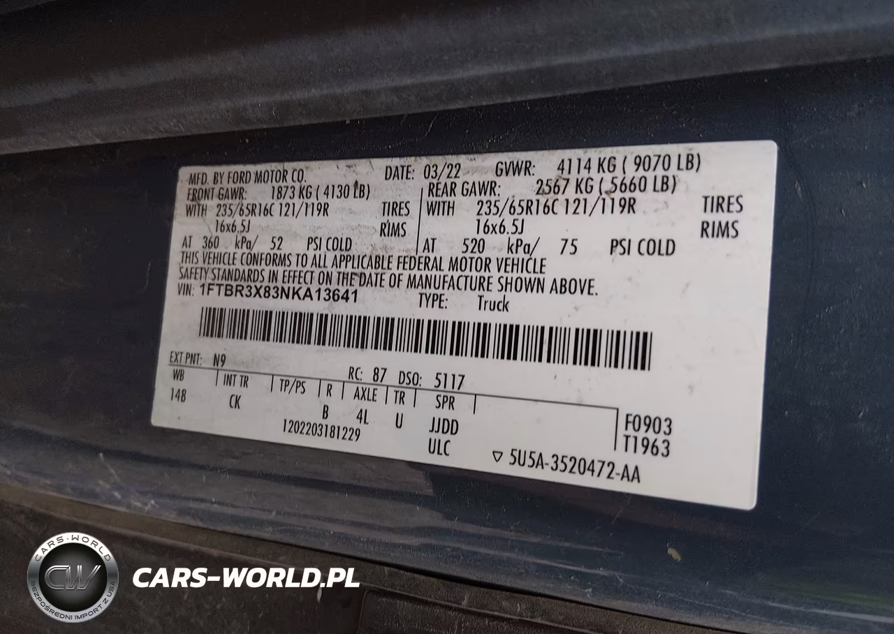 2022 Ford Transit-250 Cargo Van VIN:1FTBR3X83NKA13641 - 9