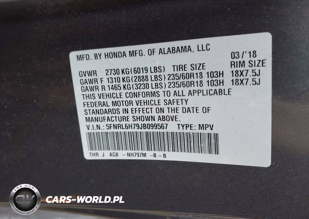 2018 Honda Odyssey Ex-L VIN:5FNRL6H79JB099567 - 9