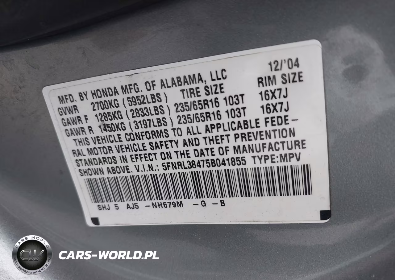 2005 Honda Odyssey Ex VIN:5FNRL38475B041855 - 9
