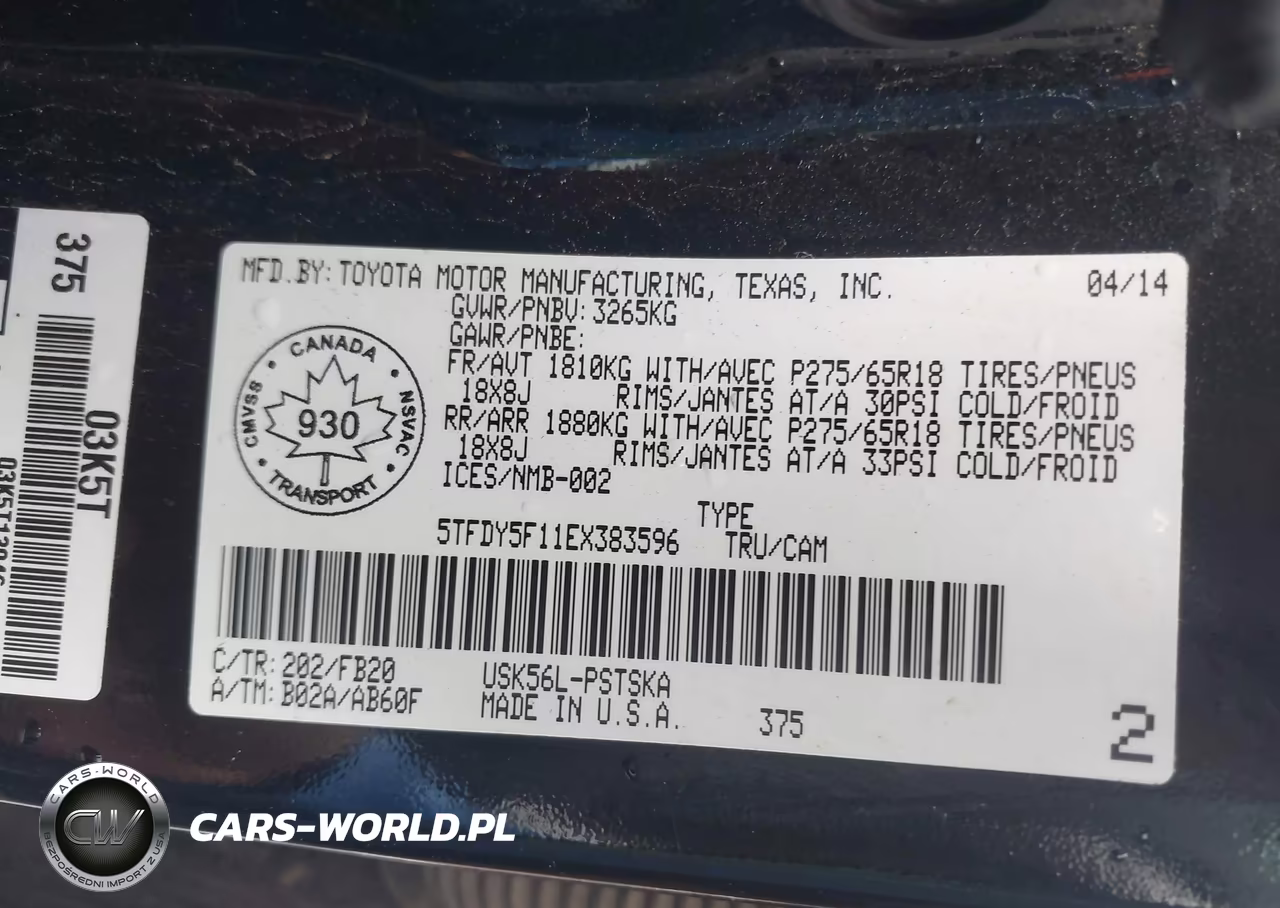 2014 Toyota Tundra Sr5 5.7L V8 VIN:5TFDY5F11EX383596 - 9