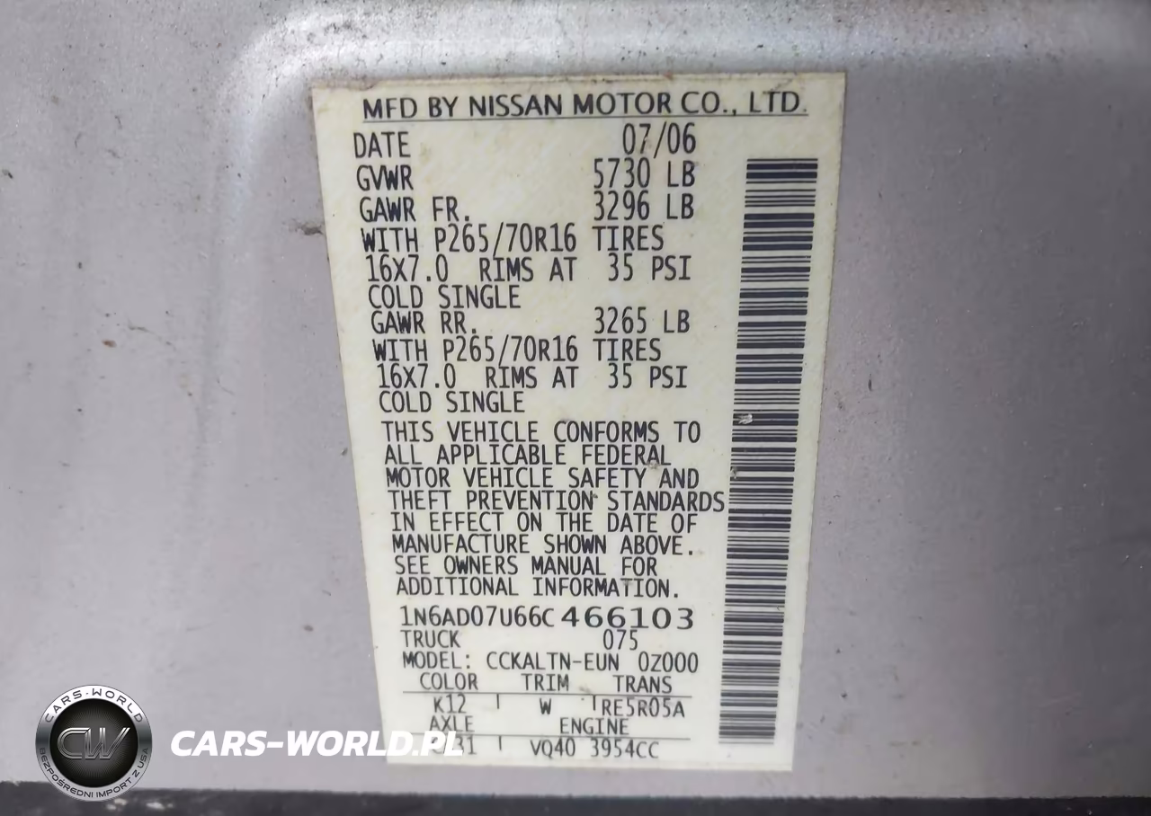 2006 Nissan Frontier Se VIN:1N6AD07U66C466103 - 9
