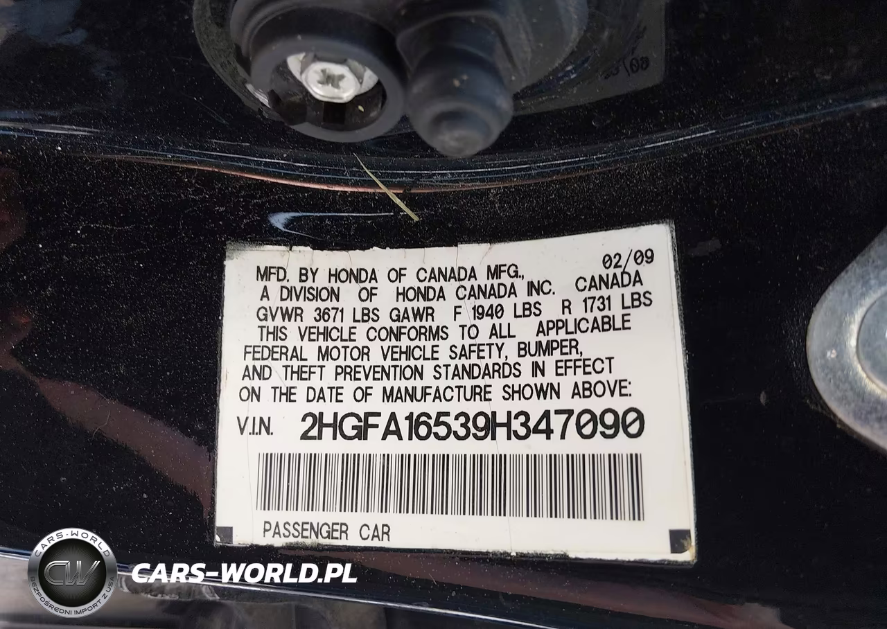 2009 Honda Civic Lx VIN:2HGFA16539H347090 - 9
