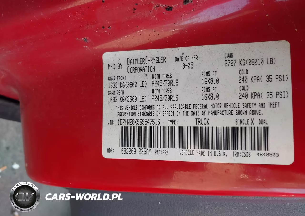 2006 Dodge Dakota St VIN:1D7HW28K96S547516 - 9