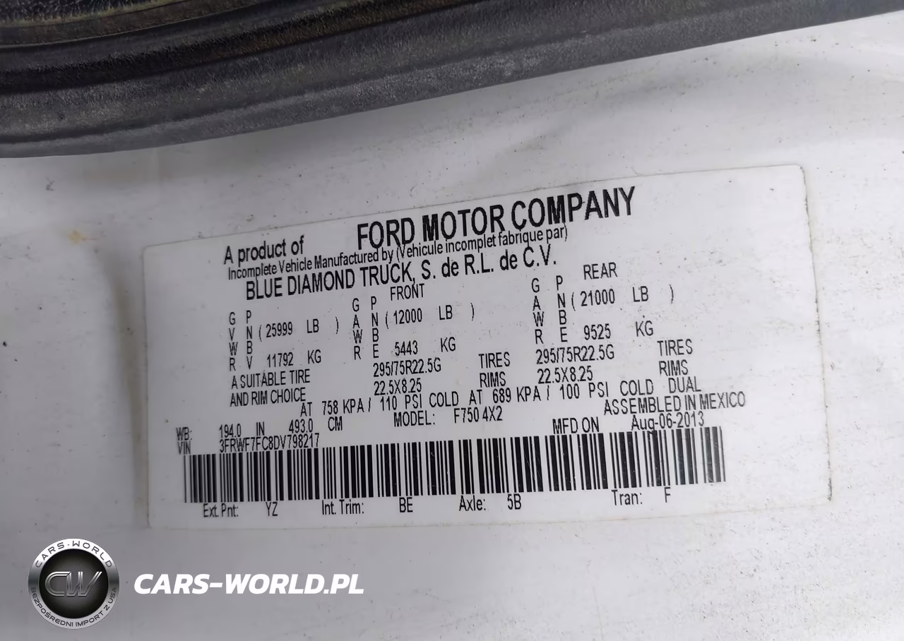 2013 Ford F-750 Xl-Xlt VIN:3FRWF7FC8DV798217 - 8